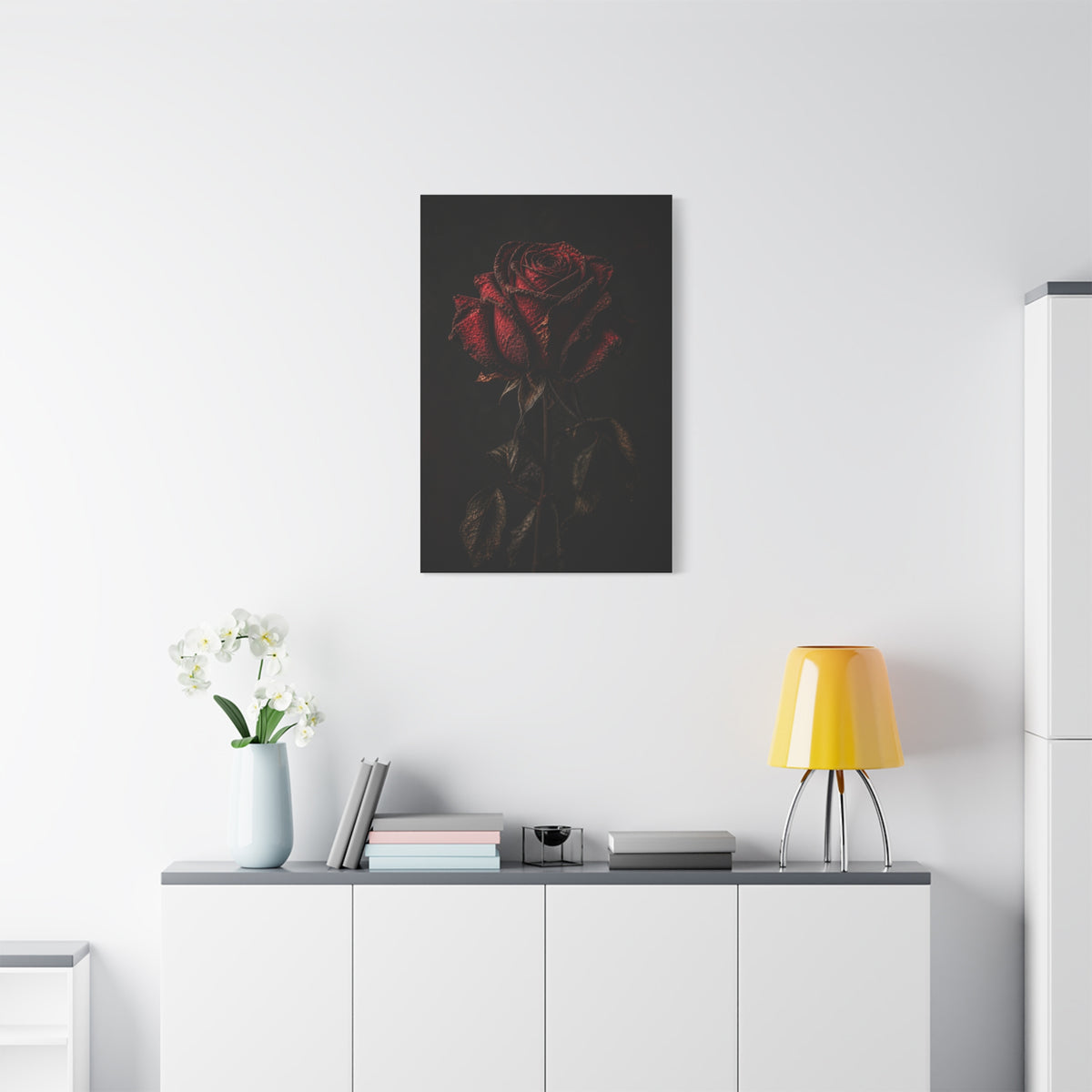 Dark Crimson Rose Still Life Wall Art & Canvas Print