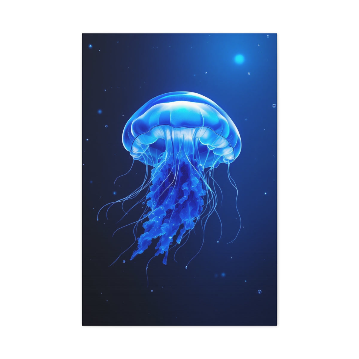 Glowing Jellyfish in Midnight Blue Waters Wall Art & Canvas Prints