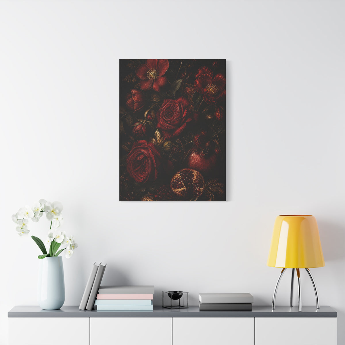 Dark Red Botanical Still Life Wall Art & Canvas Print