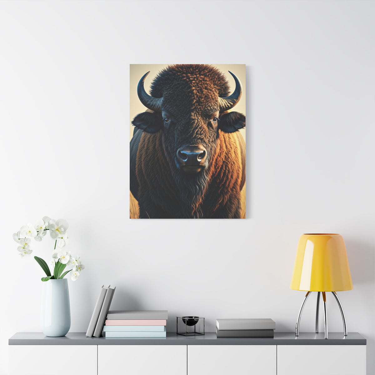 Golden Light American Bison Portrait Wall Art & Canvas Print