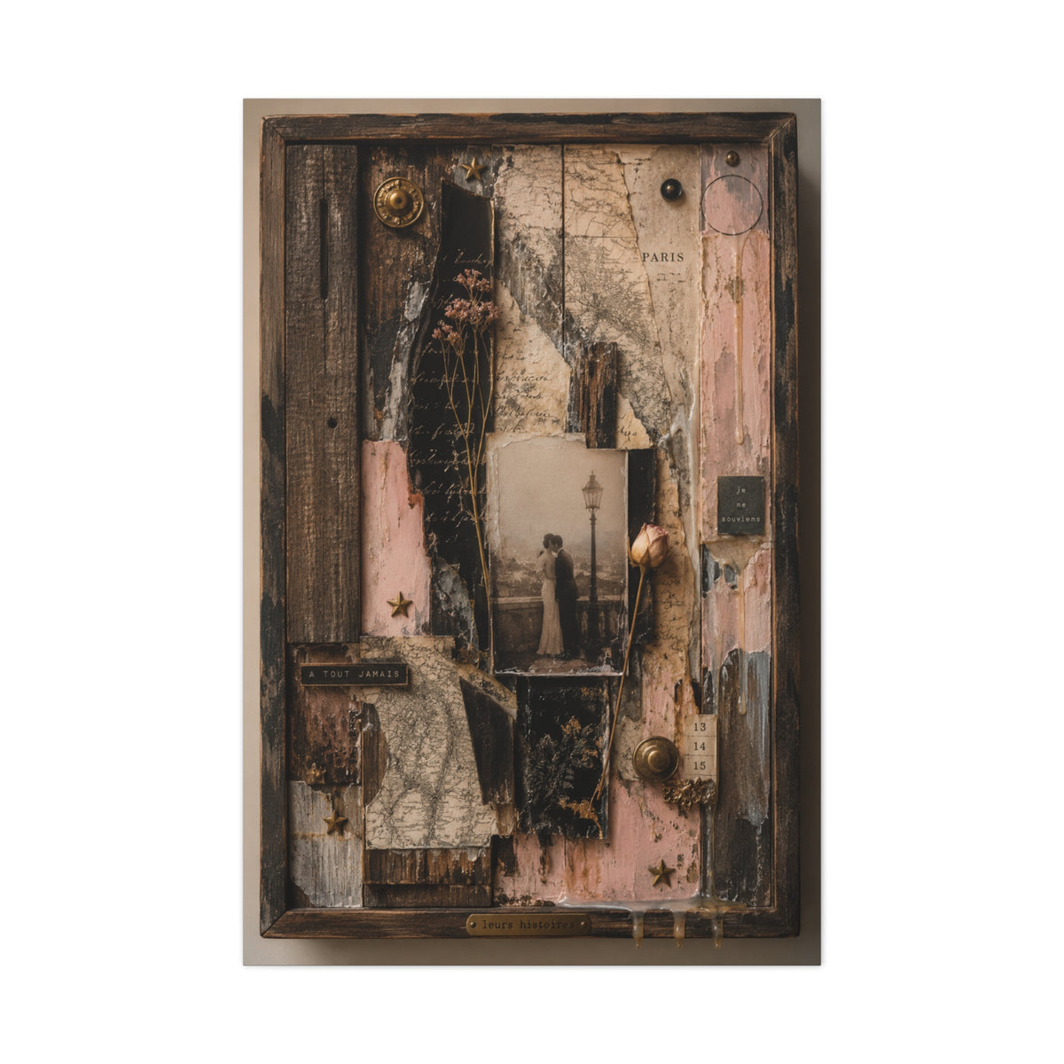 Vintage Love Story Collage Keepsake Wall Art & Canvas Print