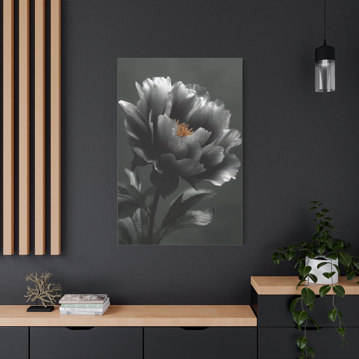 Silver Peony Fine Art Floral Wall Art & Canvas Print