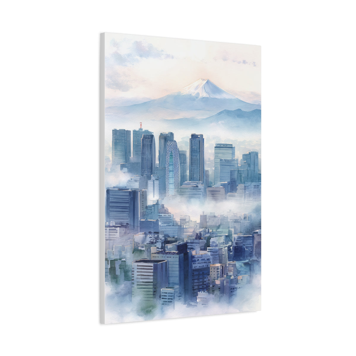 Tokyo Skyline Morning Mist With Mount Fuji Wall Art & Canvas Print