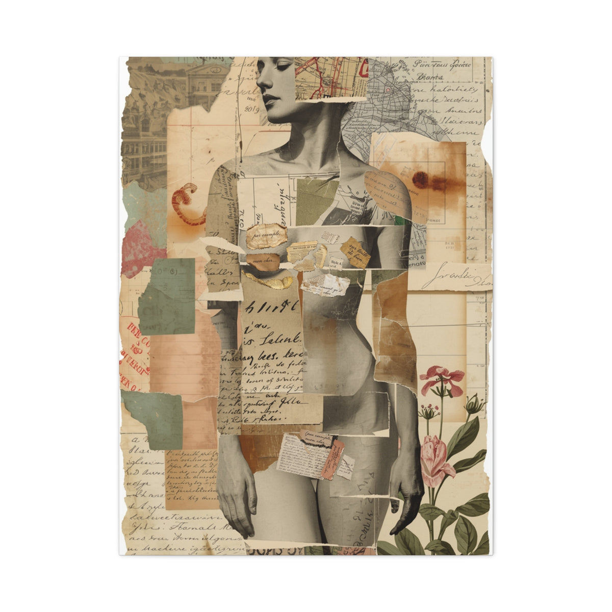 Mixed Media Nude Composition Wall Art & Canvas Print