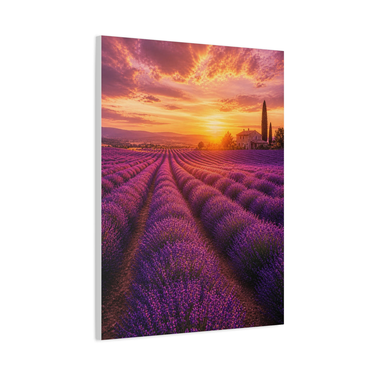 Lavender Fields Sunset Landscape Wall Art & Canvas Print
