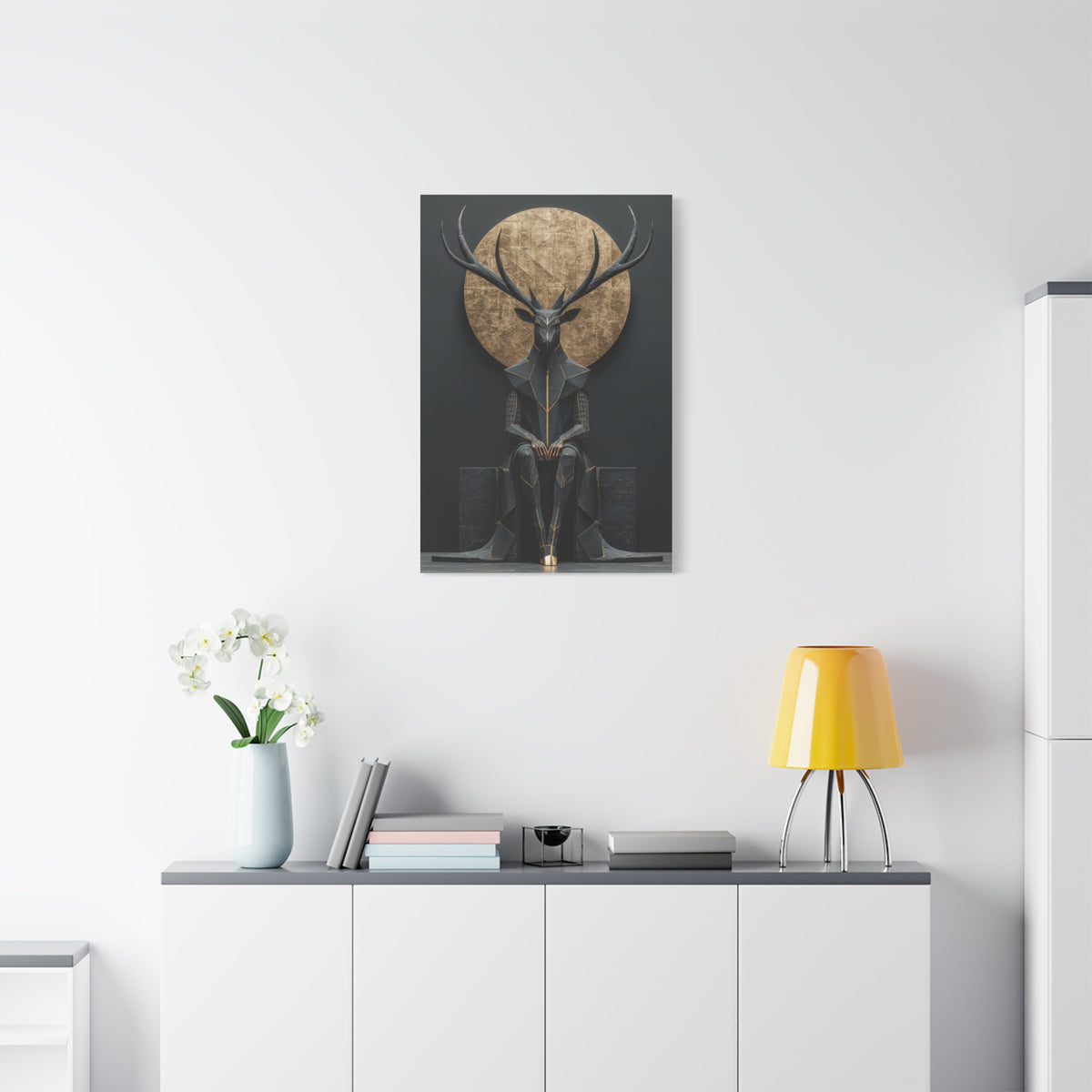 Art Deco Golden Halo Stag Wall Art & Canvas Print