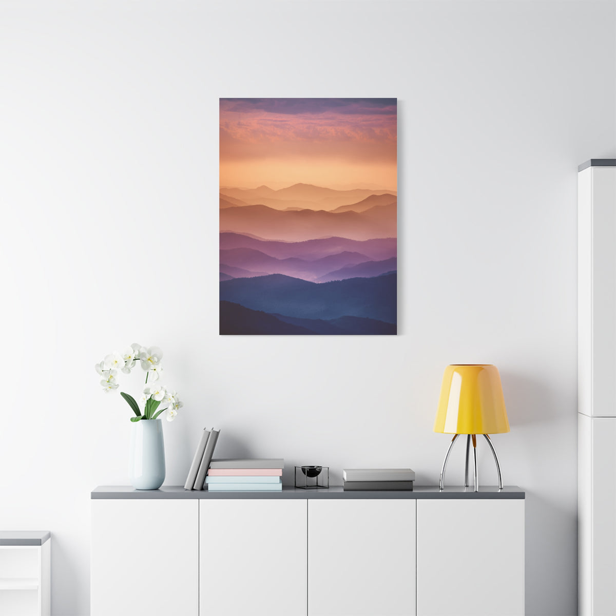 Layered Sunset Mountain Landscape Wall Art & Canvas Print