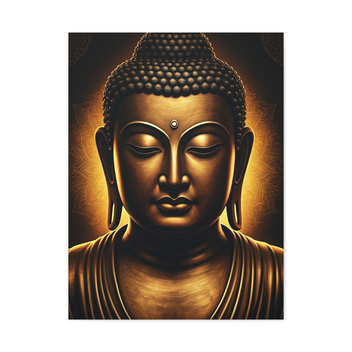 Golden Calm Buddha Portrait Wall Art & Canvas Prints
