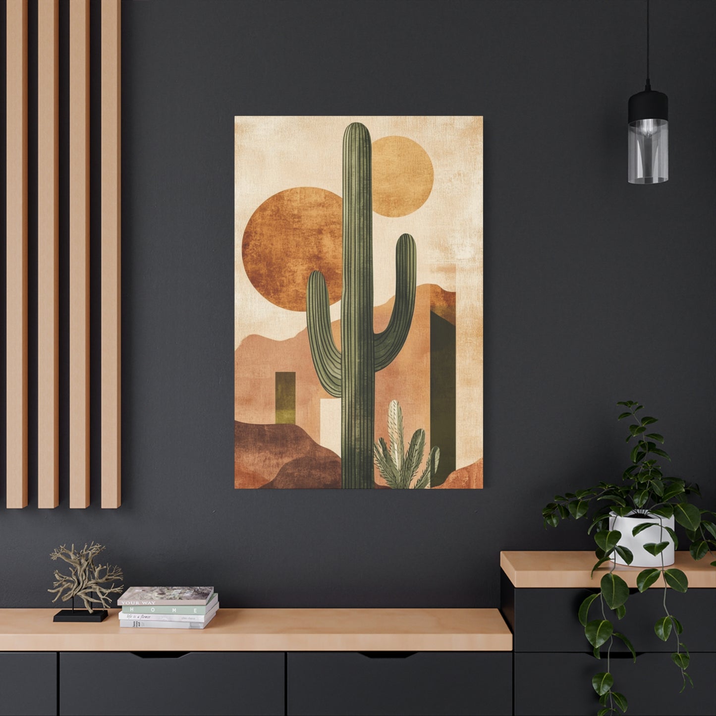 Brown Cactus Painting Wall Art & Canvas Prints