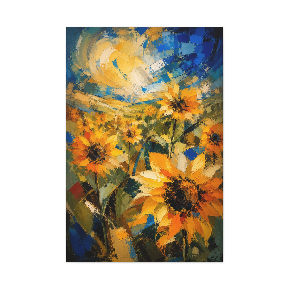 Abstract Expressionist Sunflower Field Wall Art & Canvas Print