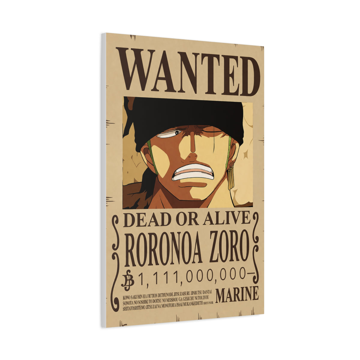 One Piece Roronoa Zoro Wanted Poster Wall Art & Canvas Print