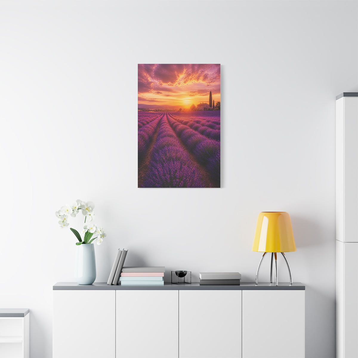 Lavender Fields Sunset Landscape Wall Art & Canvas Print