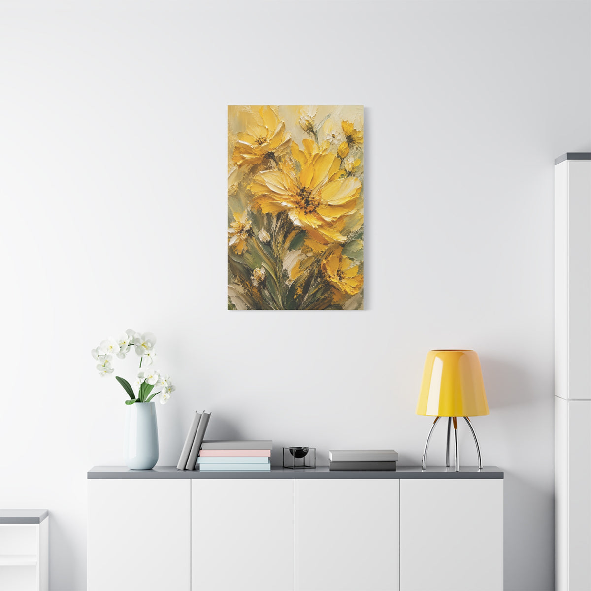 Impasto Golden Floral Texture Composition Wall Art & Canvas Print
