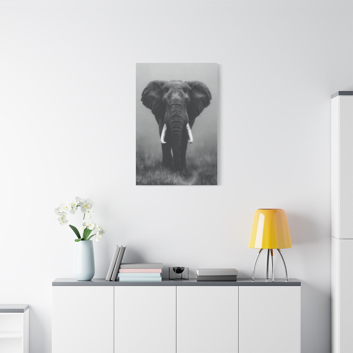 Black and White Elephant Portrait Wall Art & Canvas Prints