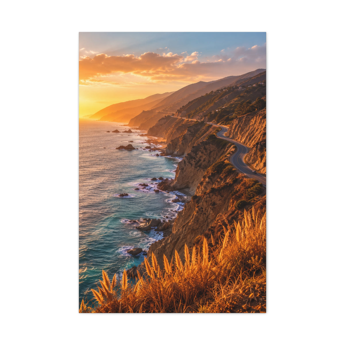 Malibu Coastal Cliffs at Golden Hour Wall Art & Canvas Print