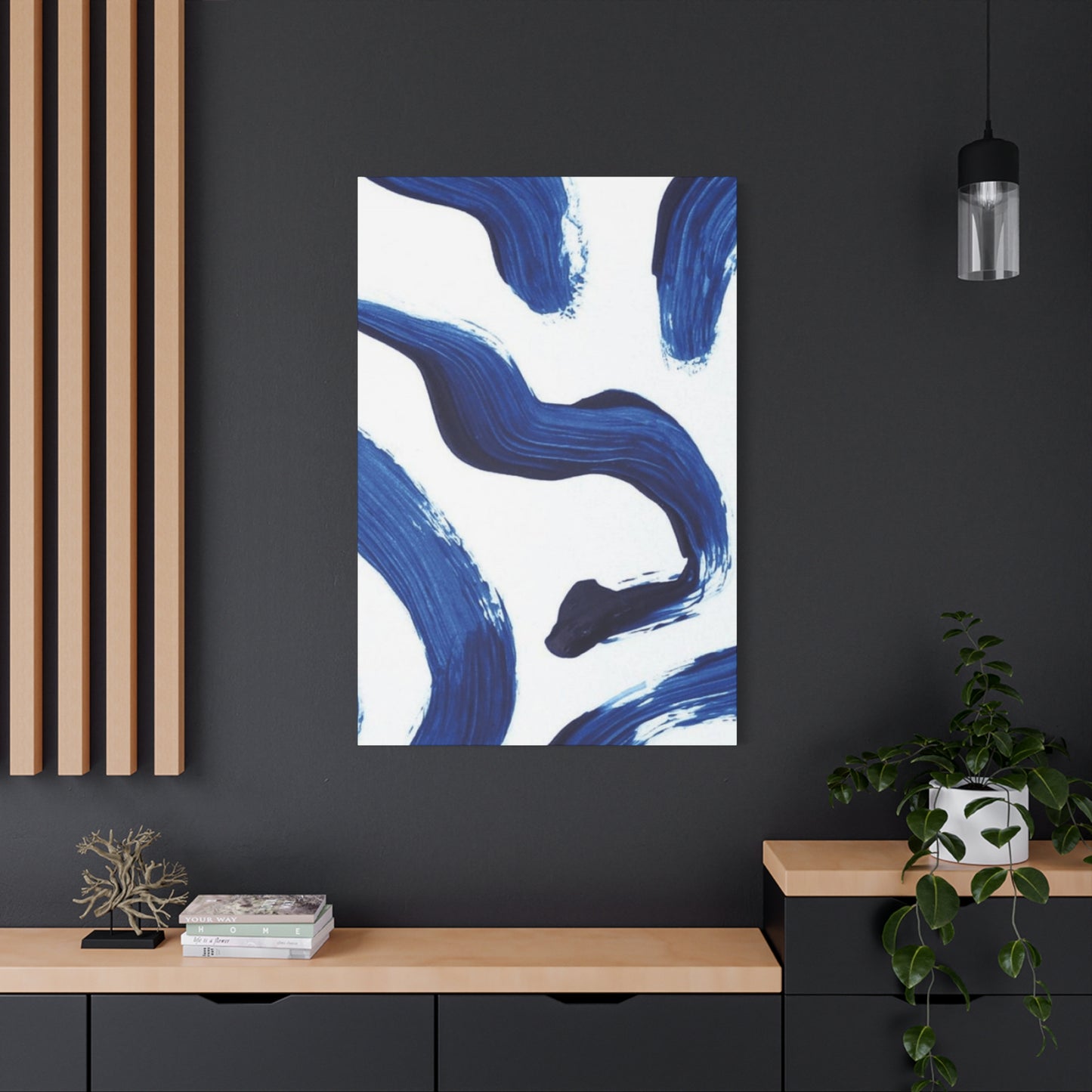 Navy Blue Paint Strokes Wall Art & Canvas Prints