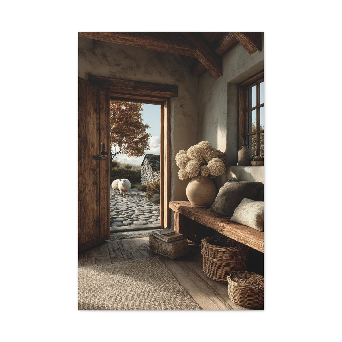 Farmhouse Entryway Open Door Scene Wall Art & Canvas Print