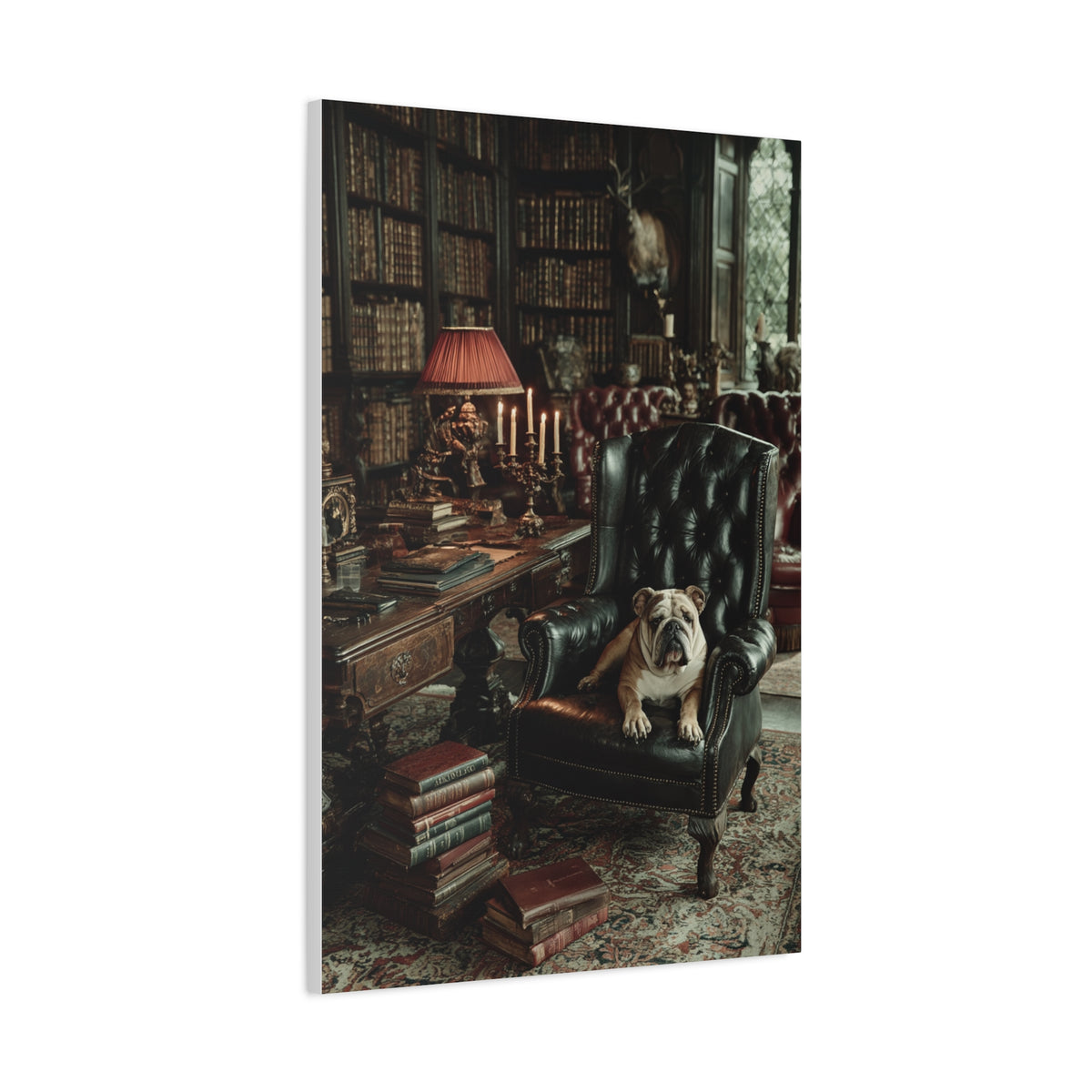 English Bulldog Gentleman’s Library Wall Art & Canvas Print