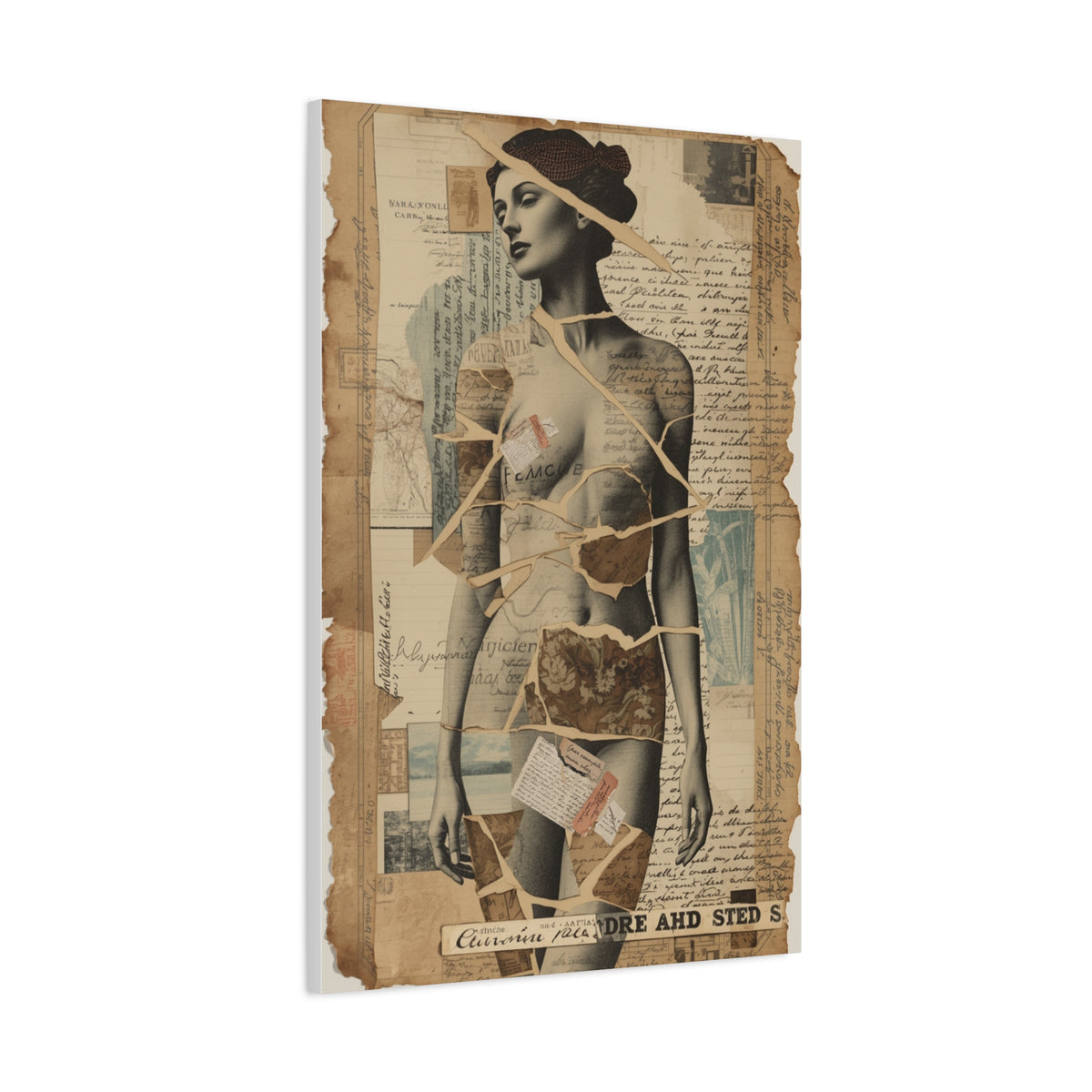 Mixed Media Collage Figure Wall Art & Canvas Print
