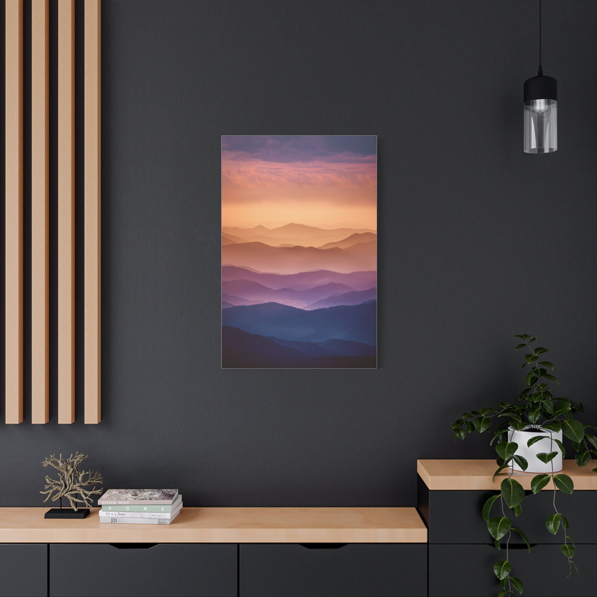 Layered Sunset Mountain Landscape Wall Art & Canvas Print