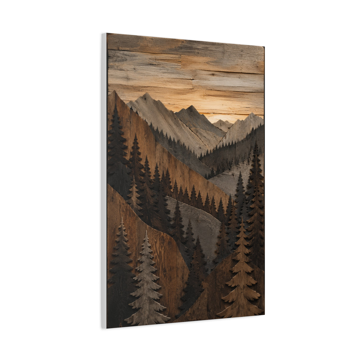 Layered Wood Mountain Forest Relief Trees Wall Art & Canvas Print