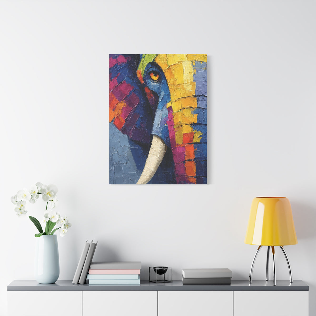 Abstract Color Elephant Impasto Wall Art & Canvas Print