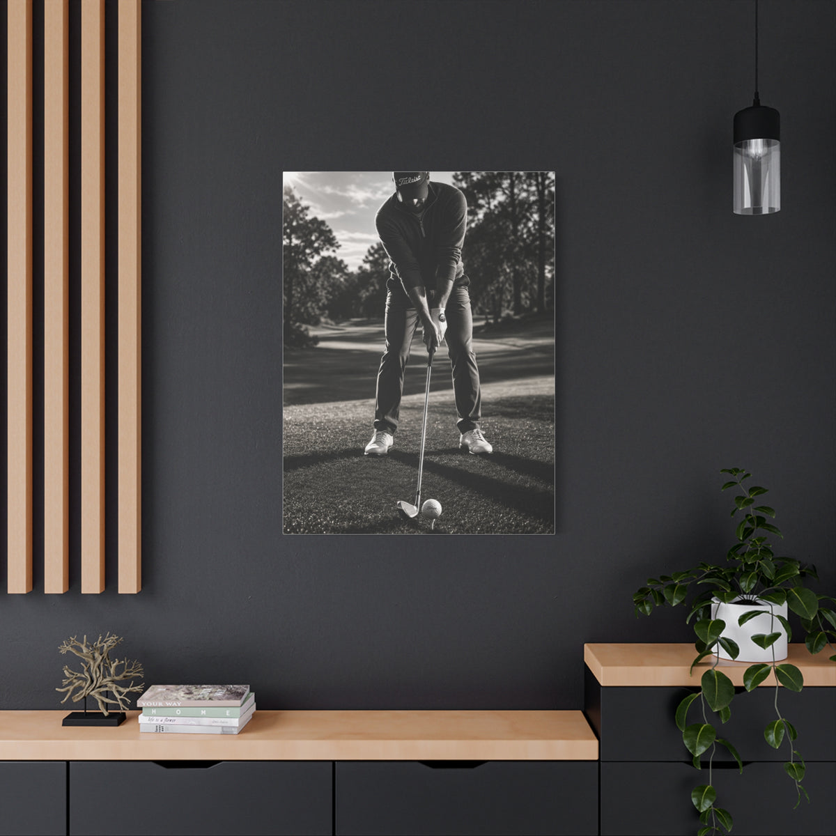 Black and White Golf Grip Portrait Wall Art & Canvas Print