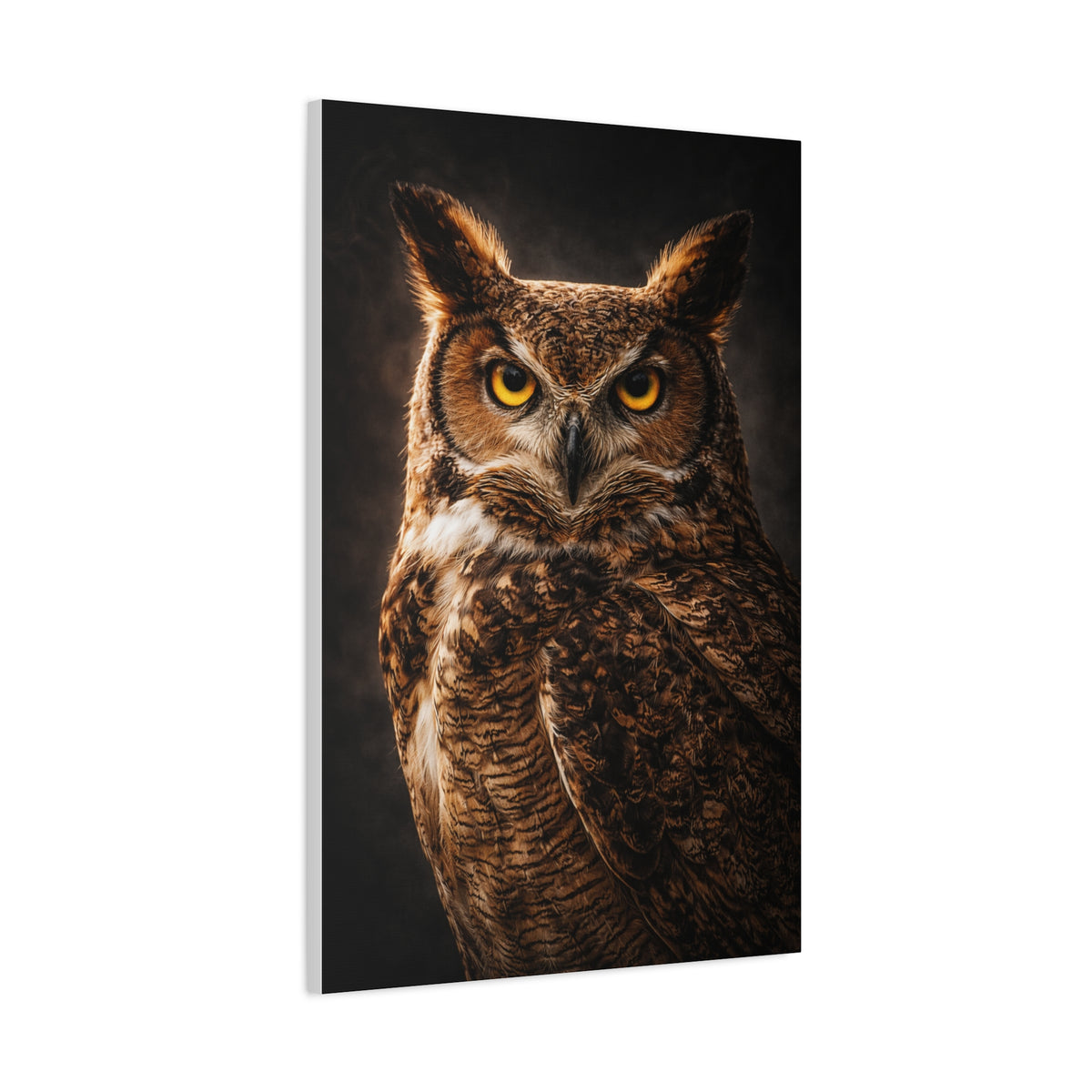 Great Horned Owl Portrait Studio Wall Art & Canvas Print