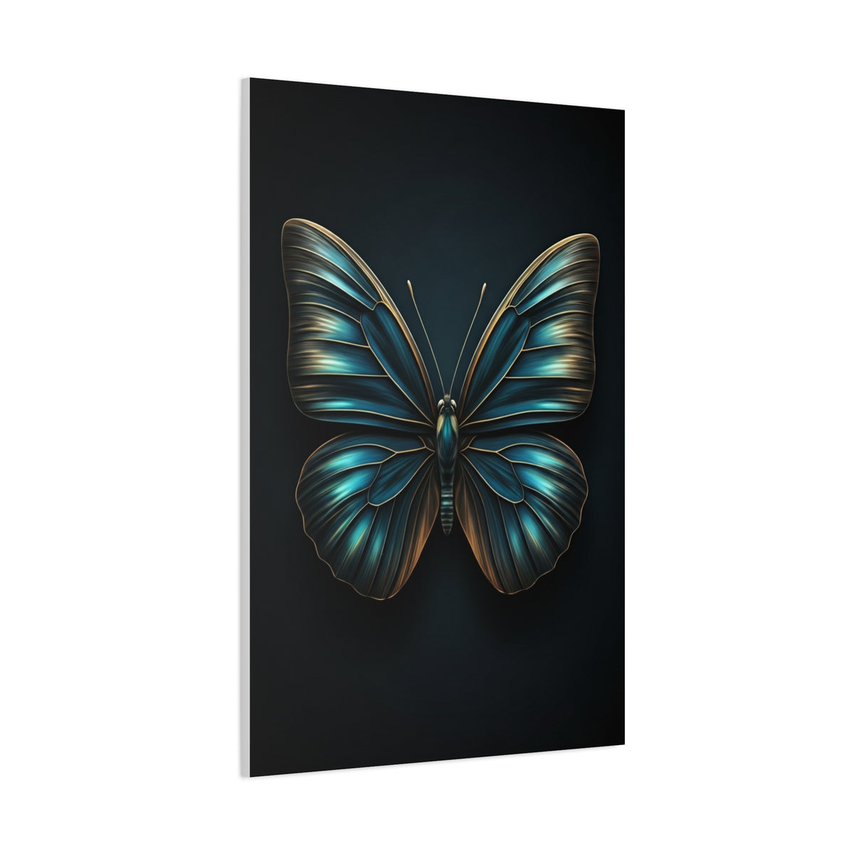Midnight Blue Butterfly Symmetry Portrait Wall Art & Canvas Prints