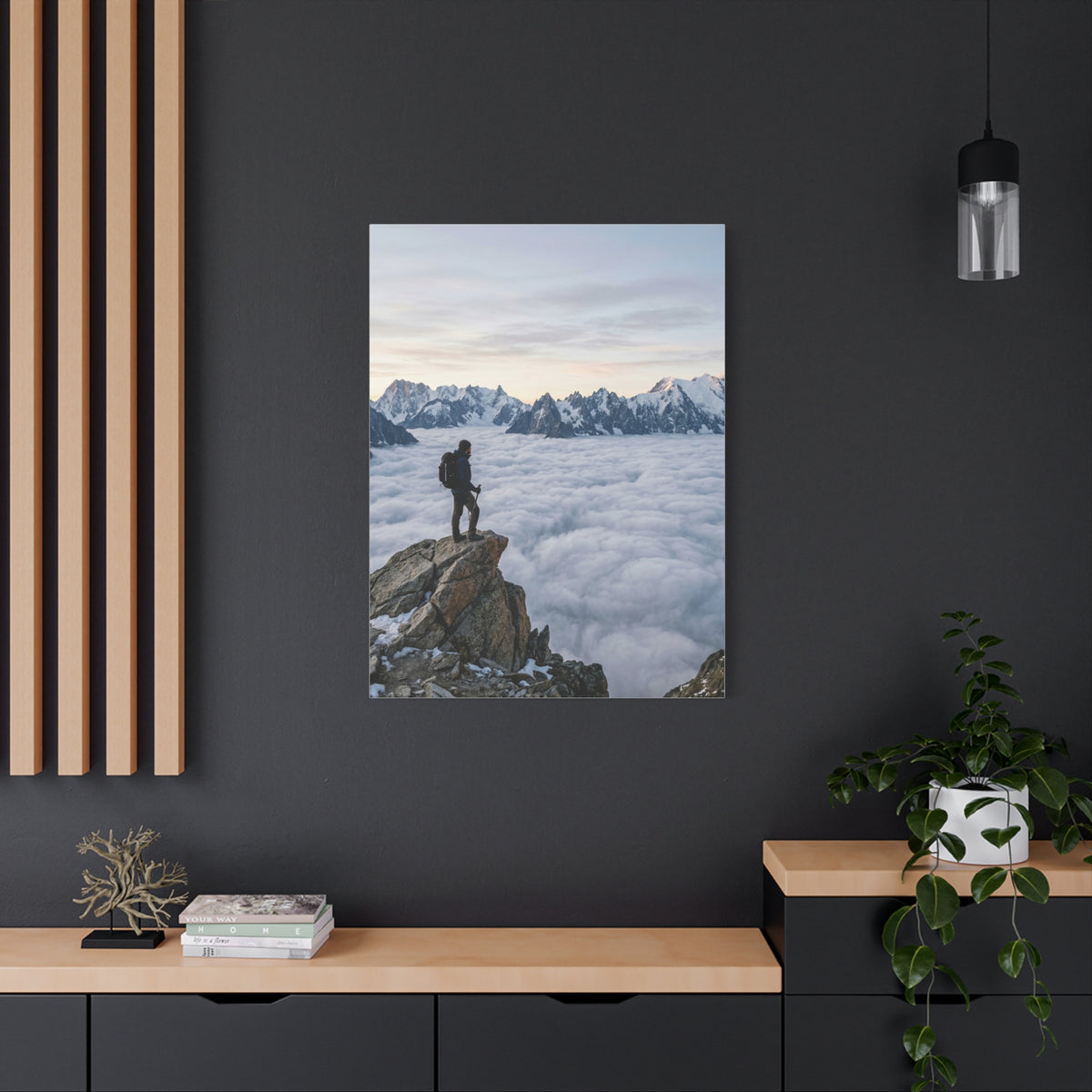 High Altitude Cloud Sea & Hiker Wall Art & Canvas Print