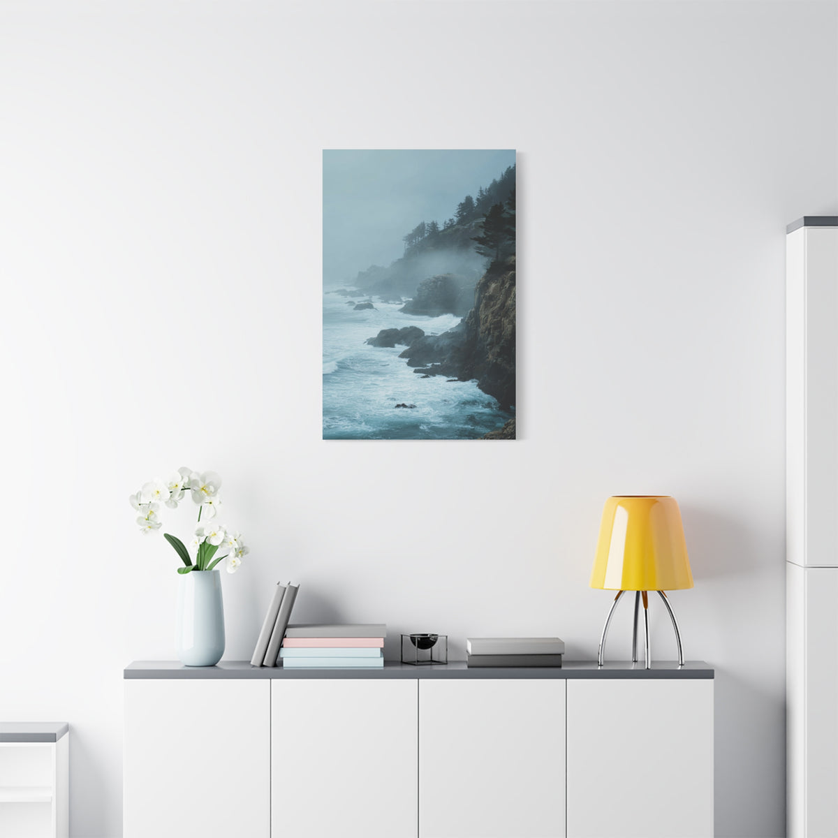 Foggy Coastal Cliffs on Quiet Morning Wall Art & Canvas Print