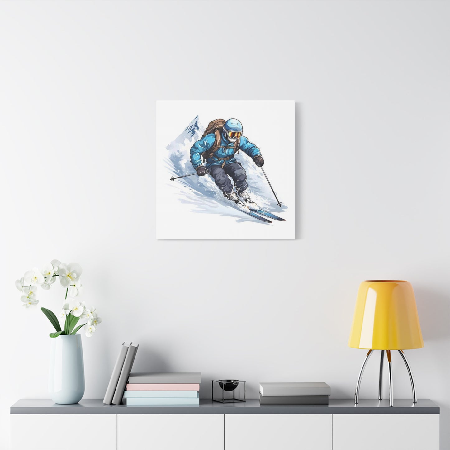 Skiing Drawing Wall Art & Canvas Prints