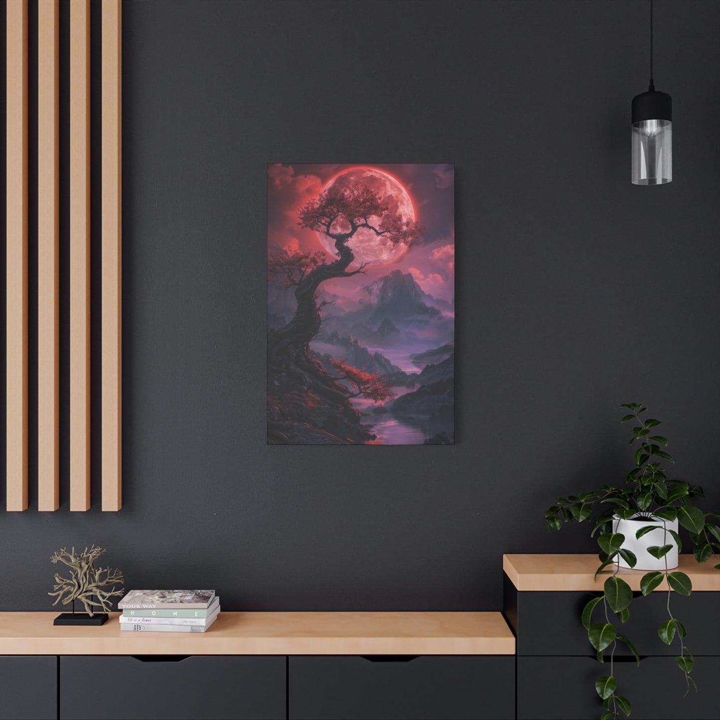 Red Moon and Tree Wall Art & Canvas Prints