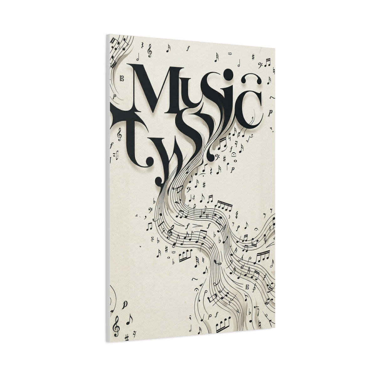Flowing Typography Music Composition Wall Art & Canvas Print