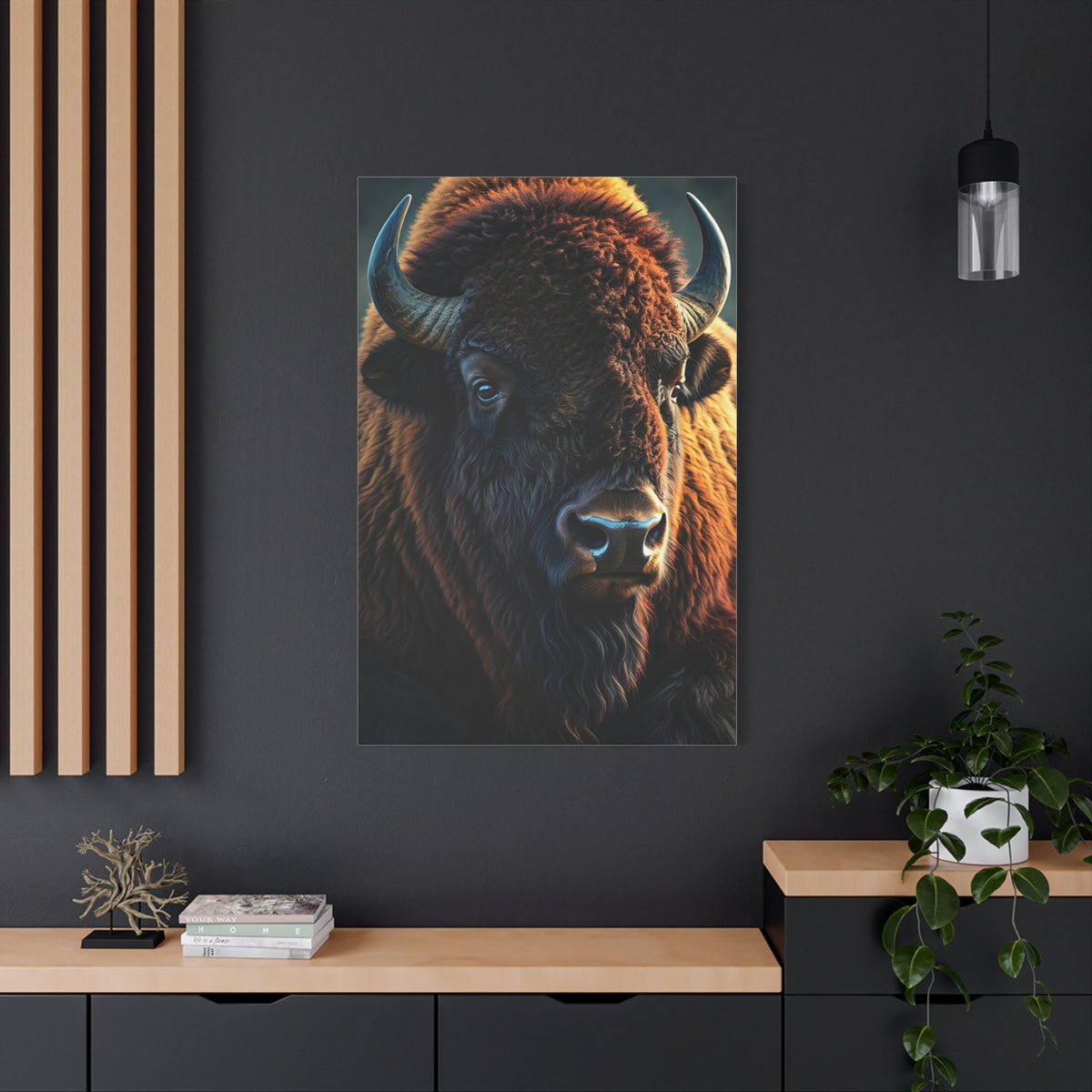 Cinematic Three-Quarter Angle American Bison Portrait Wall Art & Canvas Print