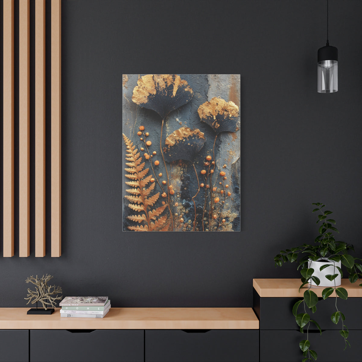 Dark Botanical Gold Leaf Study Wall Art & Canvas Print