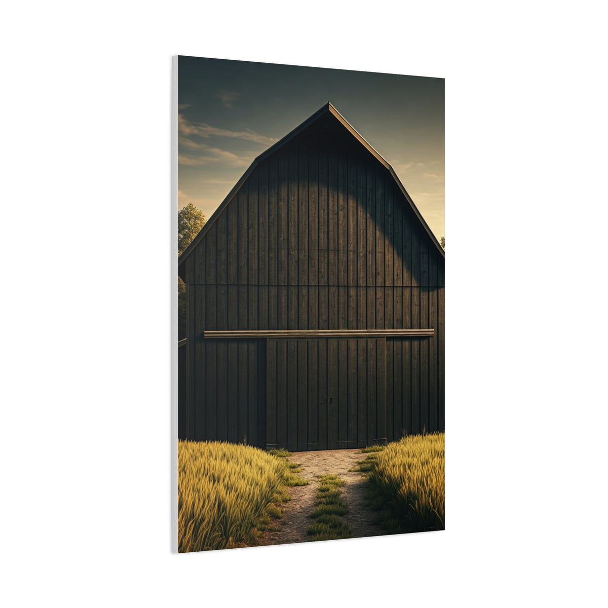 Minimal Rustic Barn Under Evening Sky Wall Art & Canvas Prints