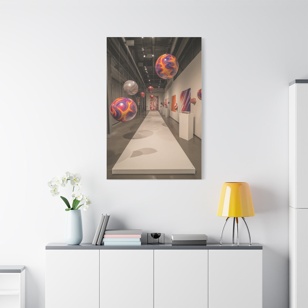Floating Color Sphere Gallery Installation Wall Art & Canvas Print
