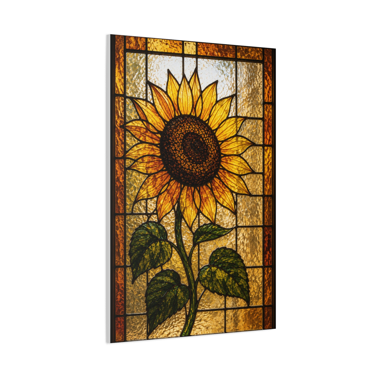Classic Stained Glass Sunflower Panel Wall Art & Canvas Print