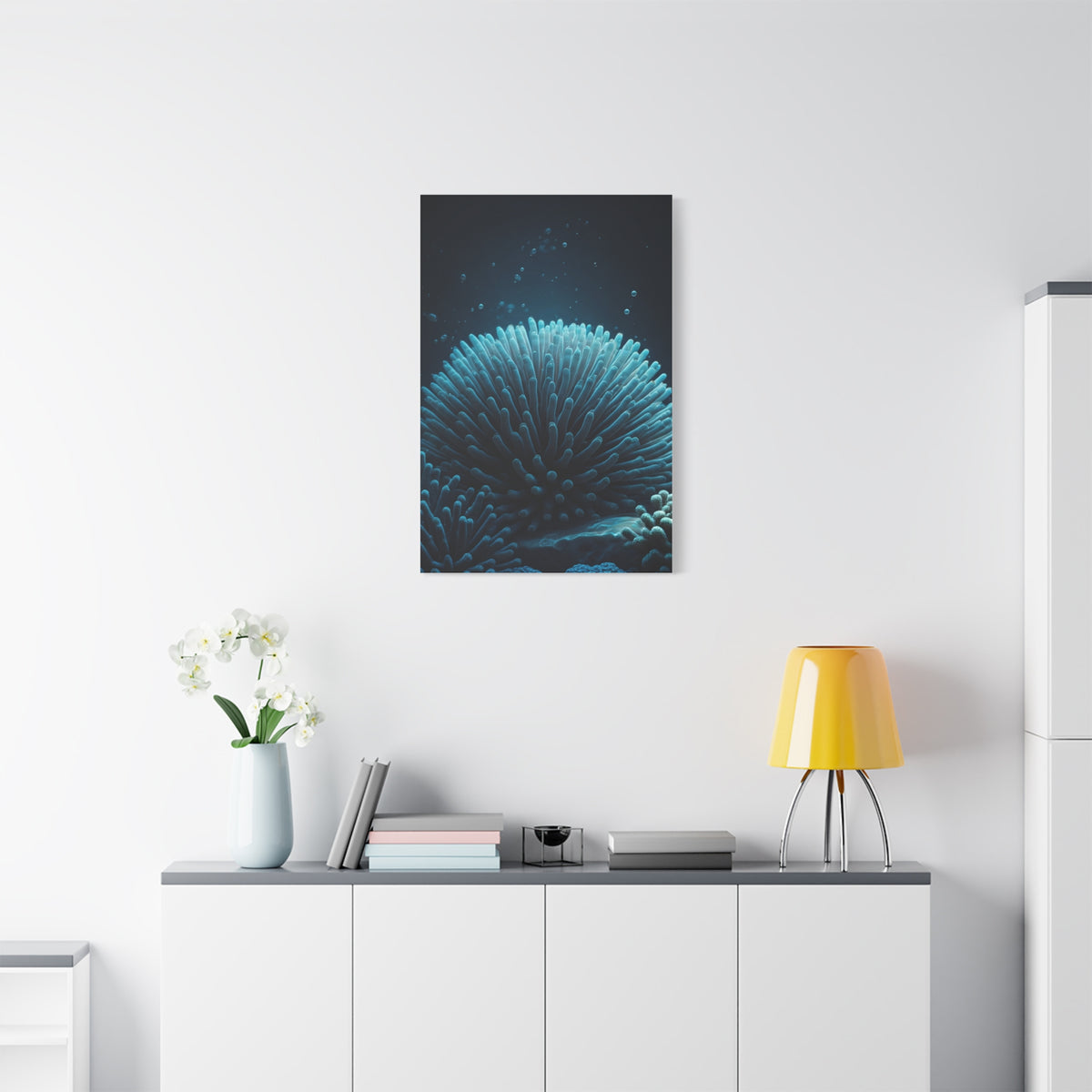 Coral Reef Glow in Deep Blue Ocean Wall Art & Canvas Prints