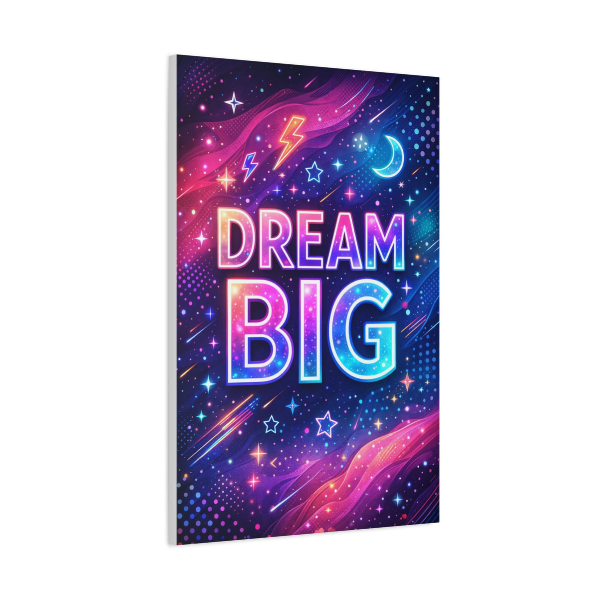 Dream Big Neon Galaxy Typography Wall Art & Canvas Print
