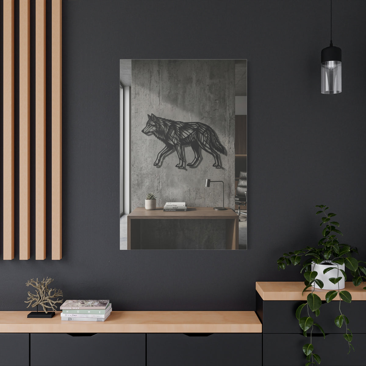 Geometric Line Wolf Wall Sculpture Panel Wall Art & Canvas Print