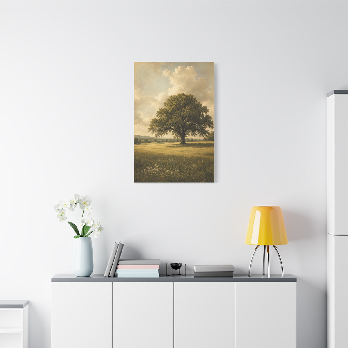 Golden Meadow Lone Tree Landscape Trees Wall Art & Canvas Print