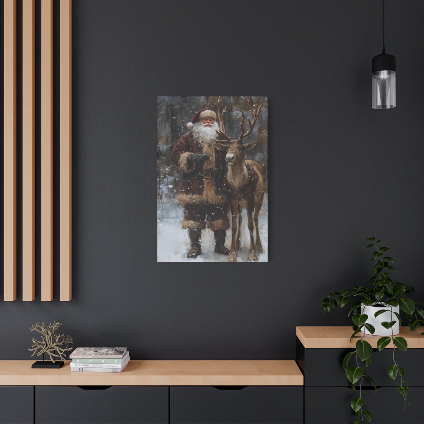 Santa Claus And Reindeer Photo Wall Art & Canvas Prints