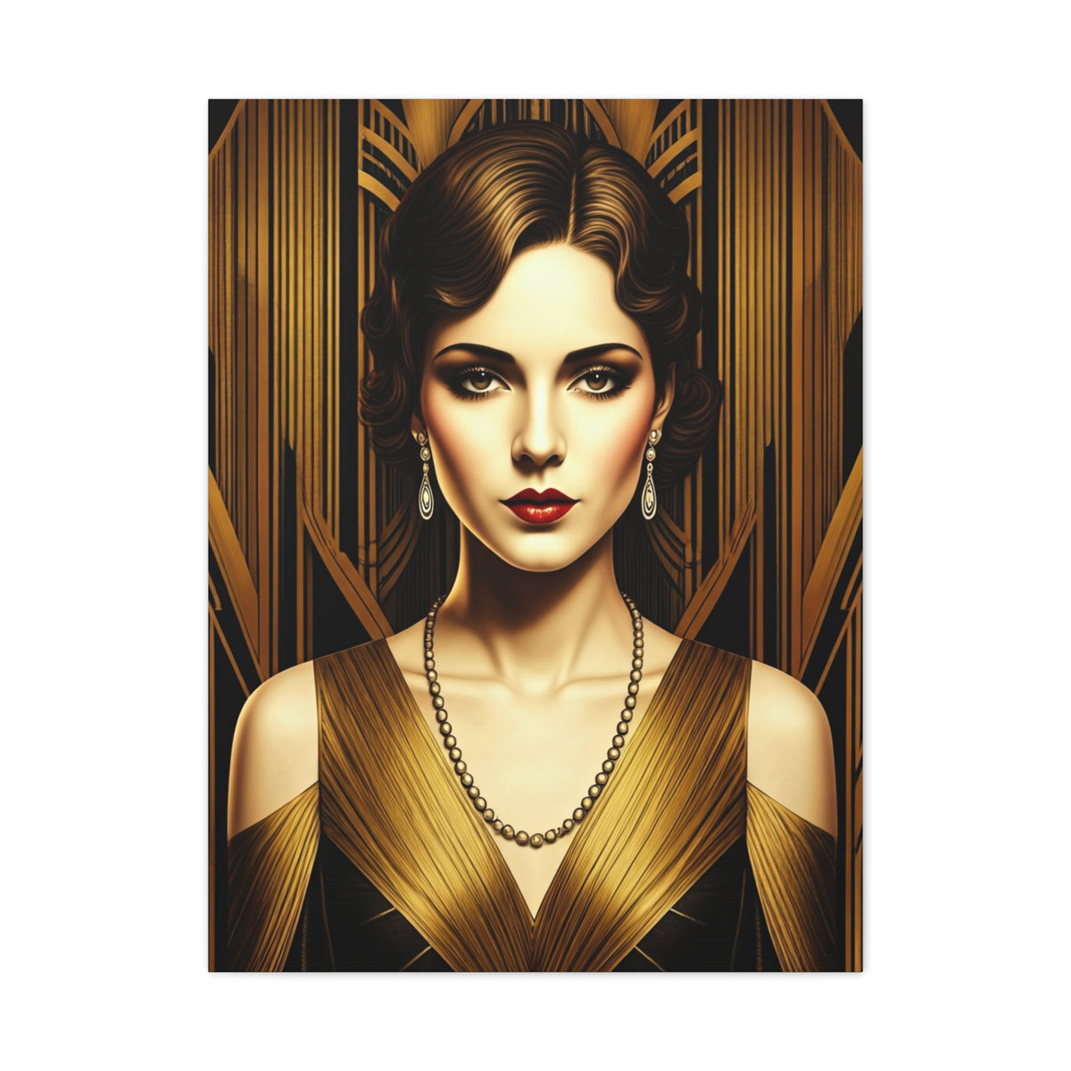 Golden Vintage Glamour Portrait Wall Art & Canvas Prints