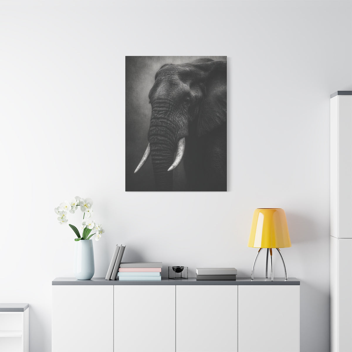 Monochrome Elephant Fine Art Portrait Wall Art & Canvas Print