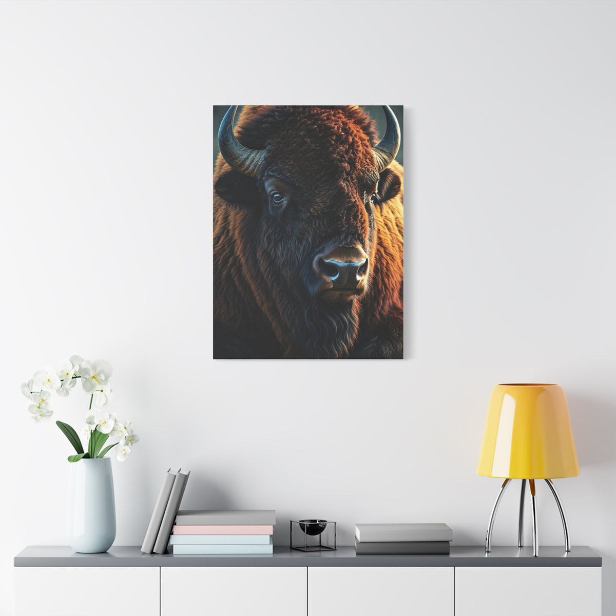Cinematic Three-Quarter Angle American Bison Portrait Wall Art & Canvas Print
