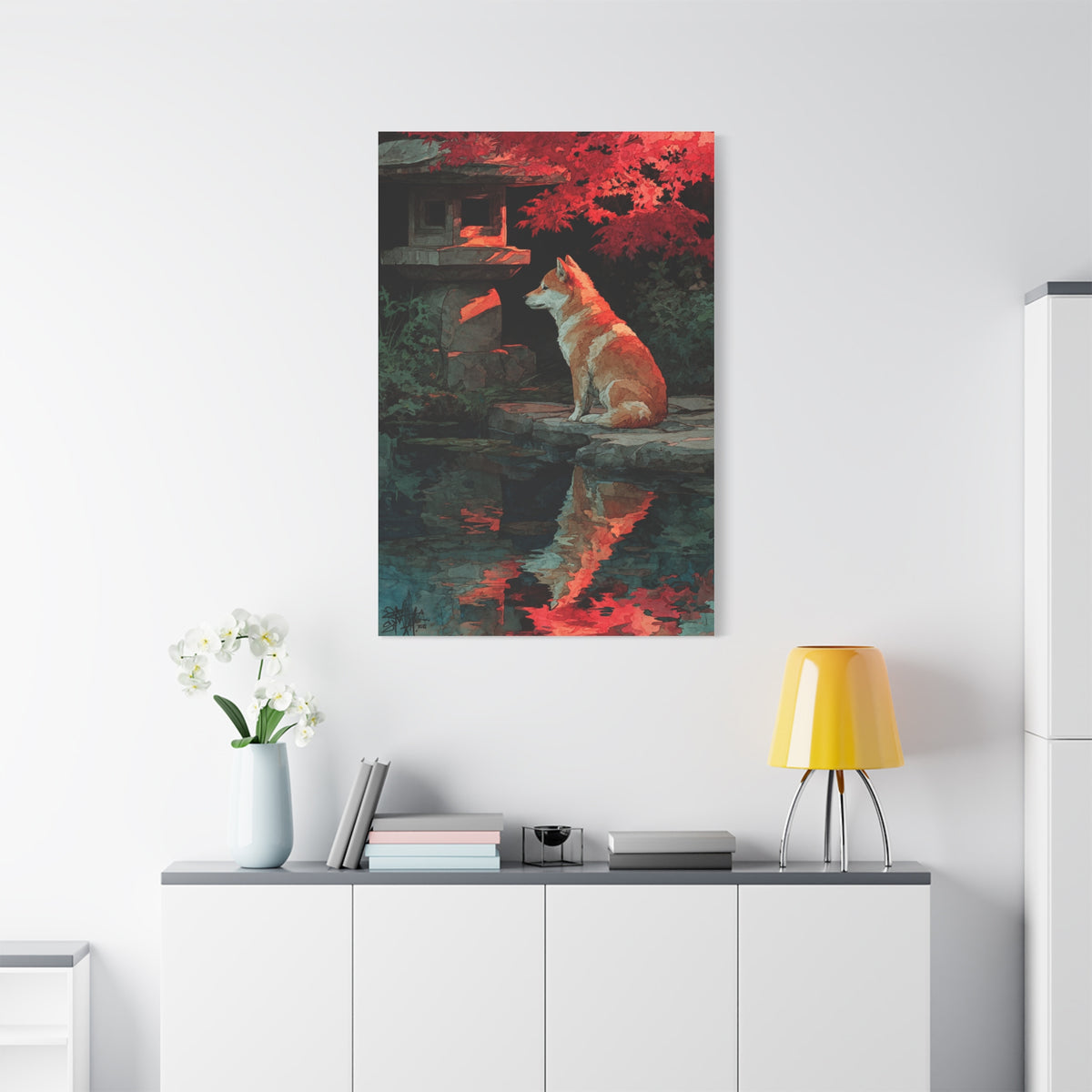 Shiba Inu Kyoto Garden Reflection Wall Art & Canvas Print
