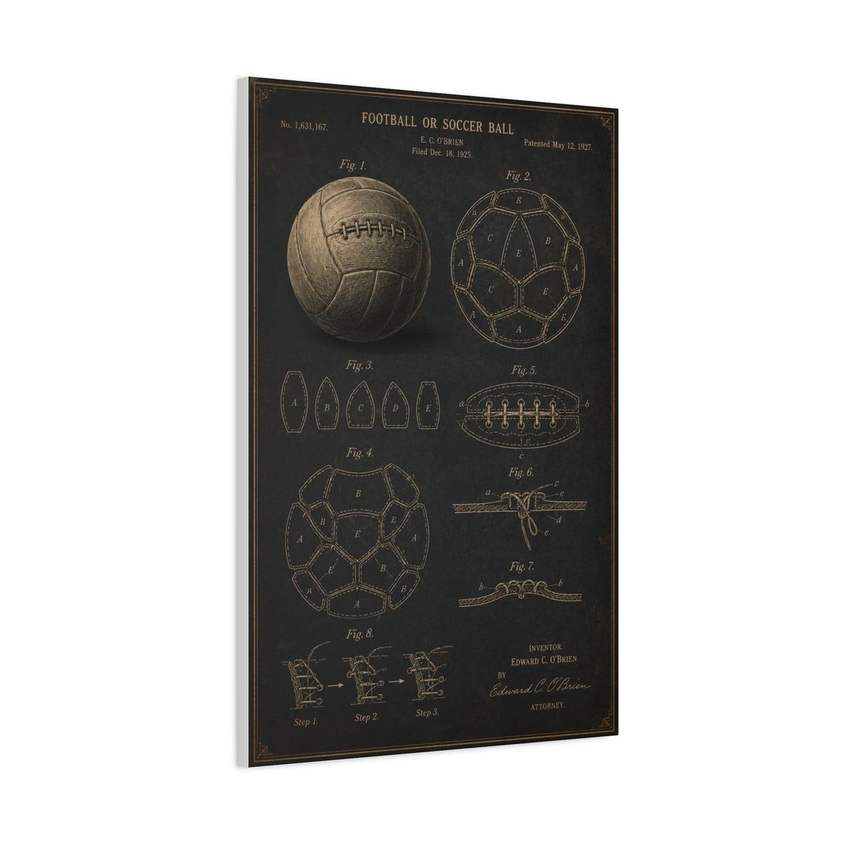 Vintage Soccer Ball Patent Sports Wall Art & Canvas Print