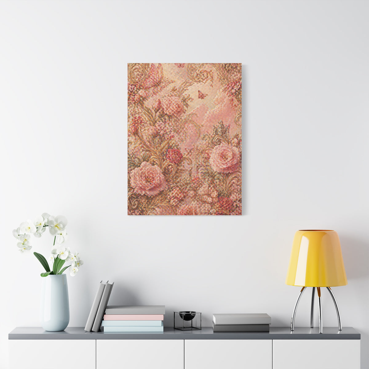 Blush Rococo Floral Fantasy Wall Art & Canvas Print
